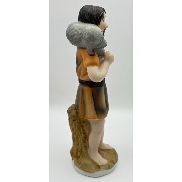 Vintage Homco Christmas Nativity Shepherd Figurine with Lamb Ceramic Replacement - Picture 5 of 7